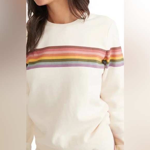 Marine Layer Anytime Rainbow Stripe Sweatshirt XS - Picture 2 of 7